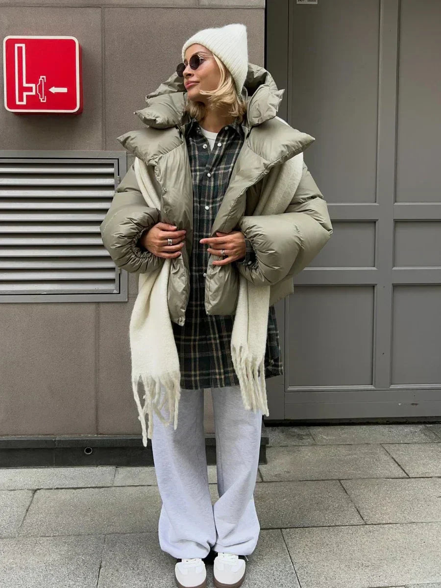 Pufferjas - Oversized winterjas met capuchon voor dames-Boetiek Moda