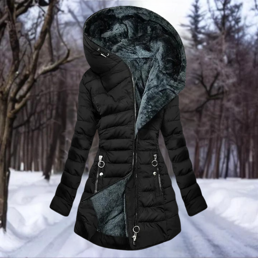 Pufferjas - capuchon - fleece gevoerd - donsjack - winterjassen en jacks voor dames-Boetiek Moda