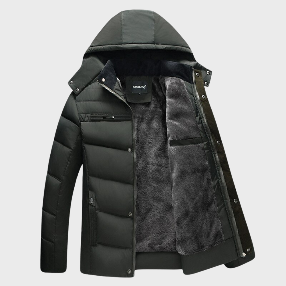 Pufferjas - heren fleece gevoerd donsjack met capuchon voor de winter-Boetiek Moda