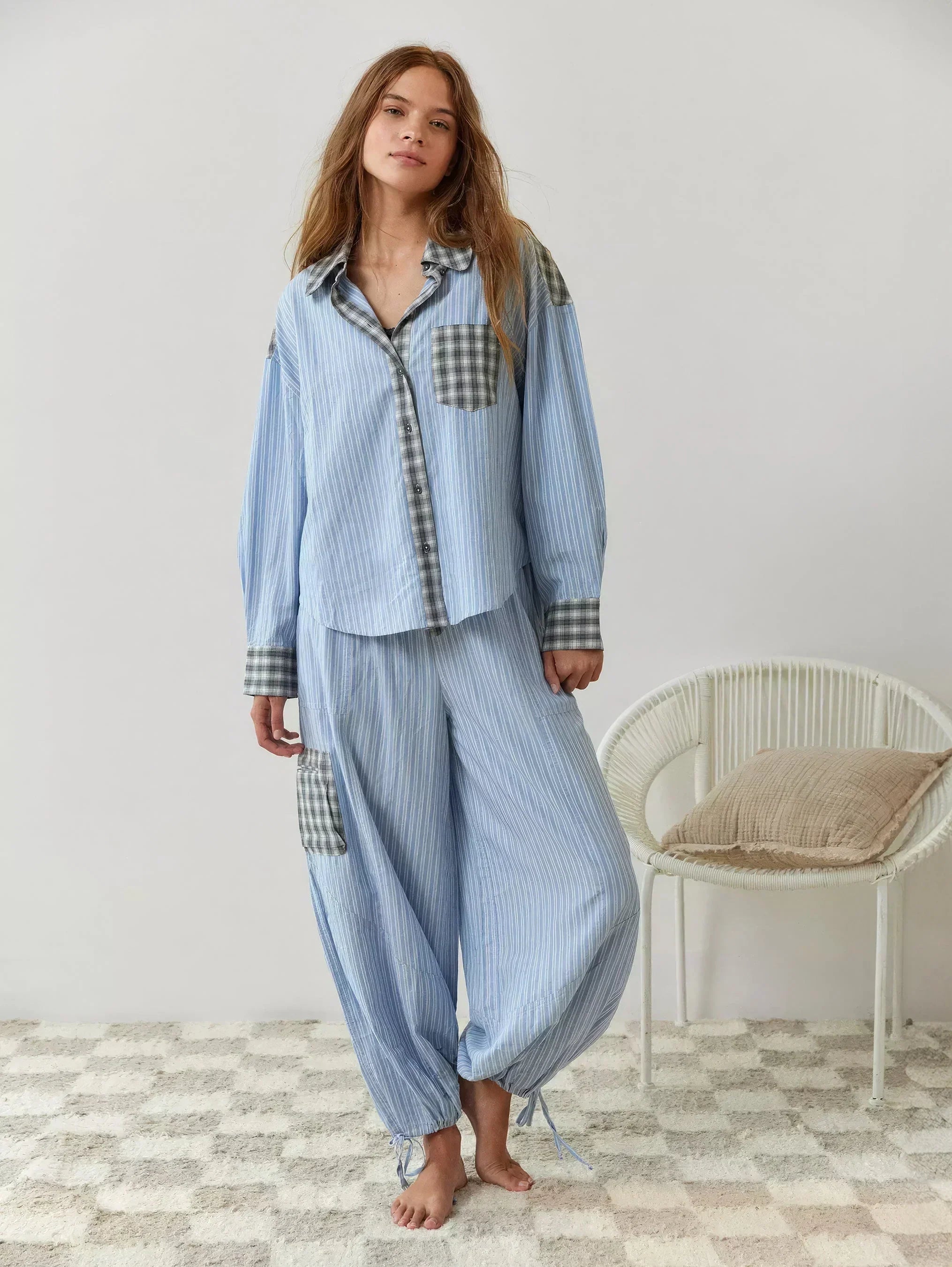 Pyjama Set - Lange mouwen - Knoopsluiting - Geruite pyjama - Nachtkleding voor dames-Boetiek Moda