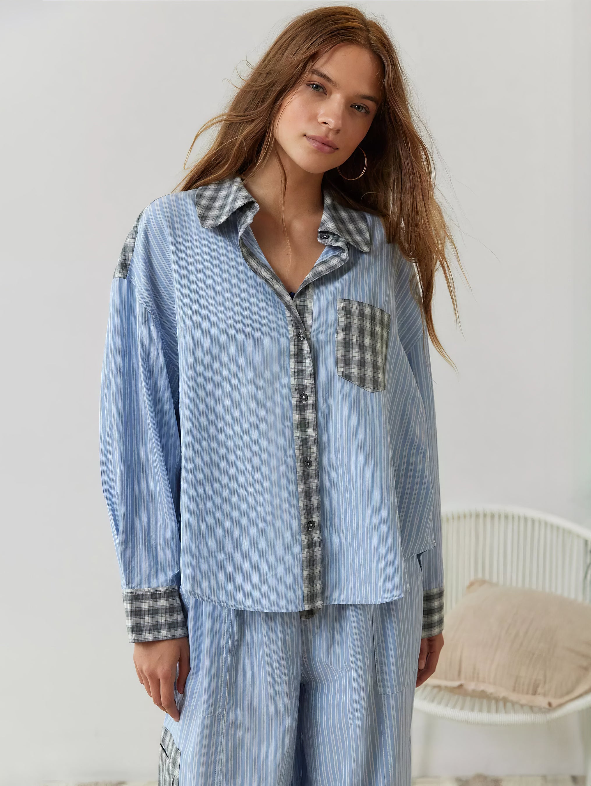 Pyjamaset - Geruit - Met knopen - Pyjama met lange mouwen - Damespyjama-Boetiek Moda