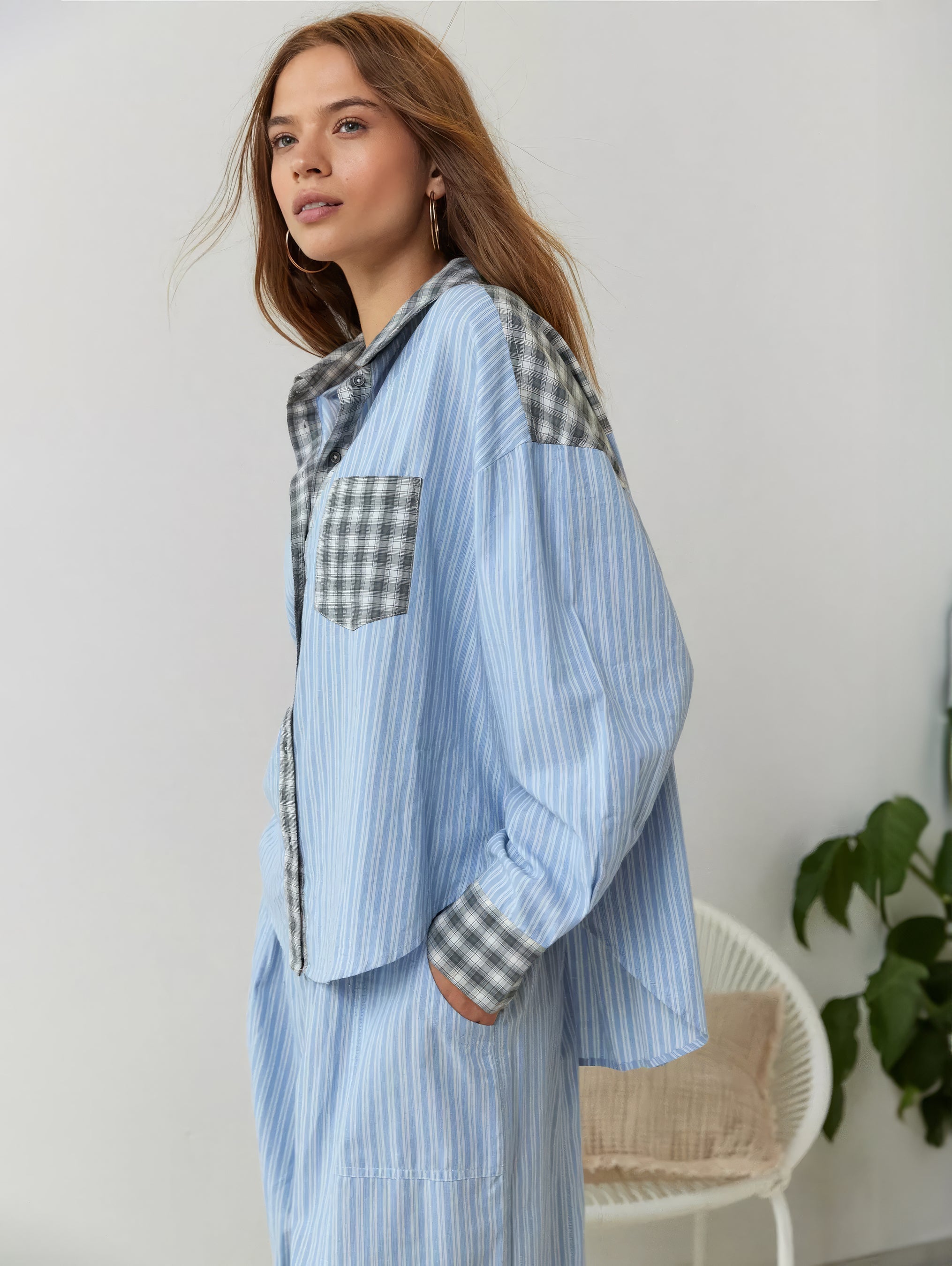 Pyjamaset - Geruit - Met knopen - Pyjama met lange mouwen - Damespyjama-Boetiek Moda