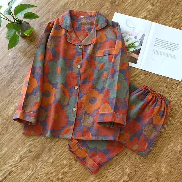 Pyjamaset | Lange Mouwen | Button-Up | Pyjama's voor Vrouwen | Vrouwenslaapmode-Boetiek Moda