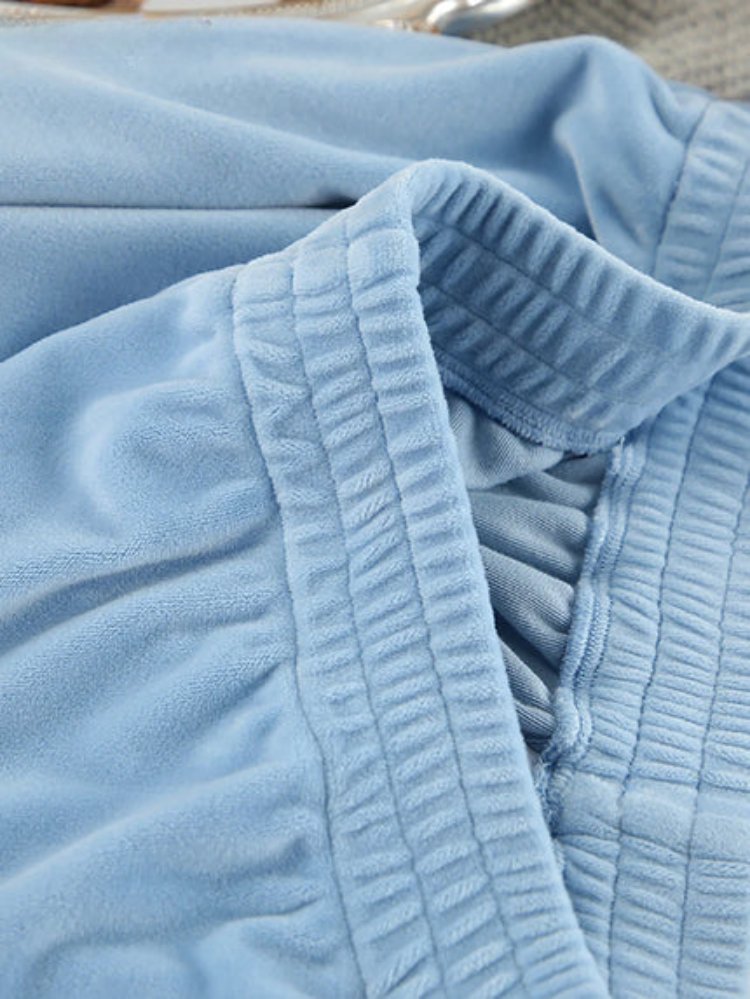 Pyjamaset - Warme blauwe fleece pyjama met lange mouwen voor dames-Boetiek Moda