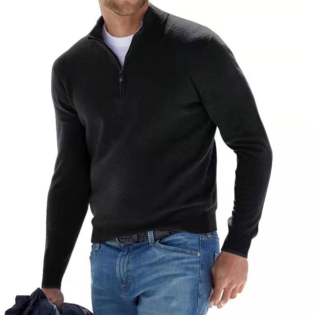 Quarter-Zip Jumper - Gebreide pullover met halve rits voor heren-Boetiek Moda