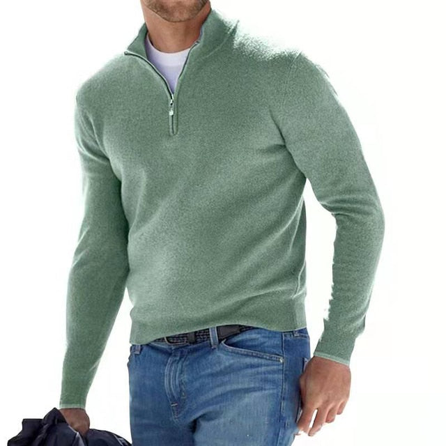 Quarter-Zip Jumper - Gebreide pullover met halve rits voor heren-Boetiek Moda