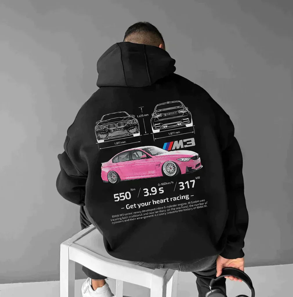 Racing Hoodie - Losse pasvorm - Bedrukt - Oversized hoodie - Hoodie voor mannen-Boetiek Moda