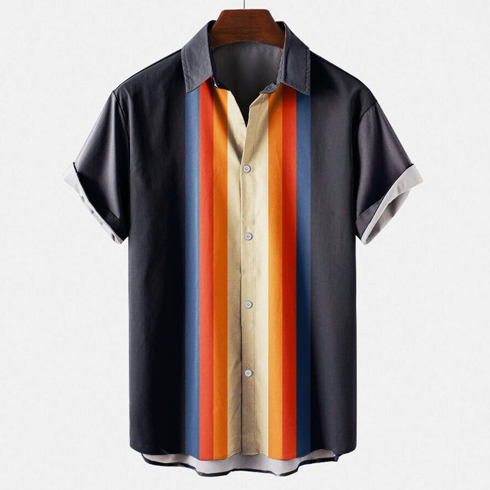 Retro shirt | Met kraag | Met knopen | Shirt met korte mouwen | Zomershirt voor mannen-Boetiek Moda