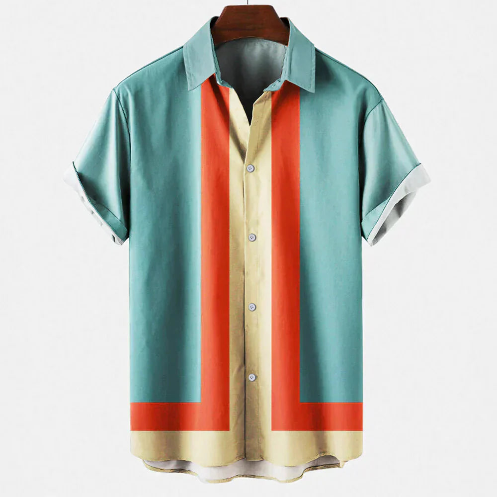 Retro shirt | Met kraag | Met knopen | Shirt met korte mouwen | Zomershirt voor mannen-Boetiek Moda