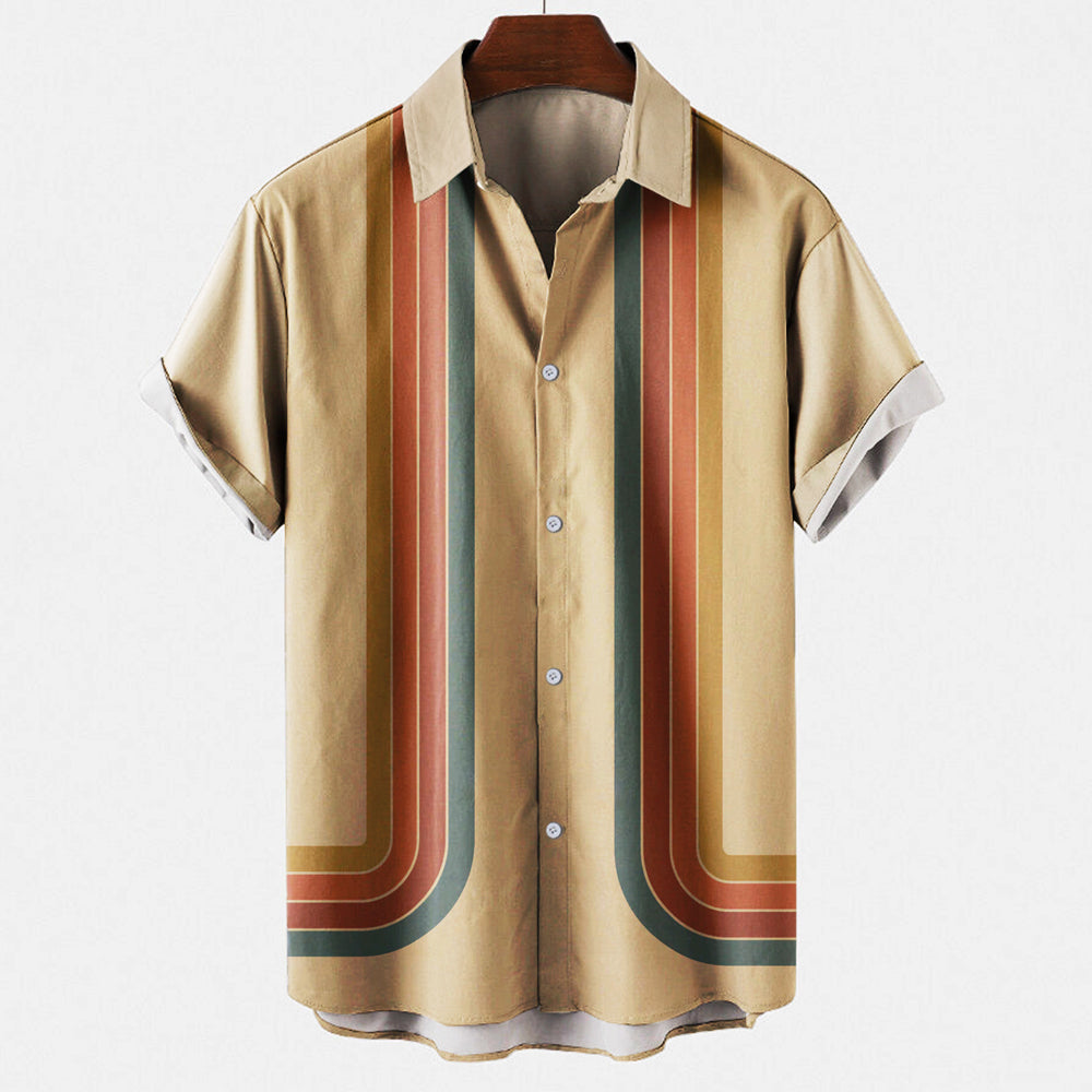 Retro shirt | Met kraag | Met knopen | Shirt met korte mouwen | Zomershirt voor mannen-Boetiek Moda
