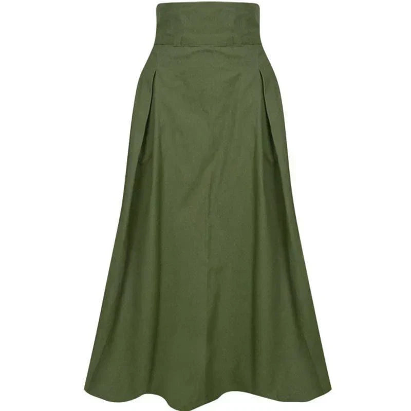 Rok met hoge taille | Geplooid | Tailleband | Midi Rok | Rokken voor vrouwen-Boetiek Moda