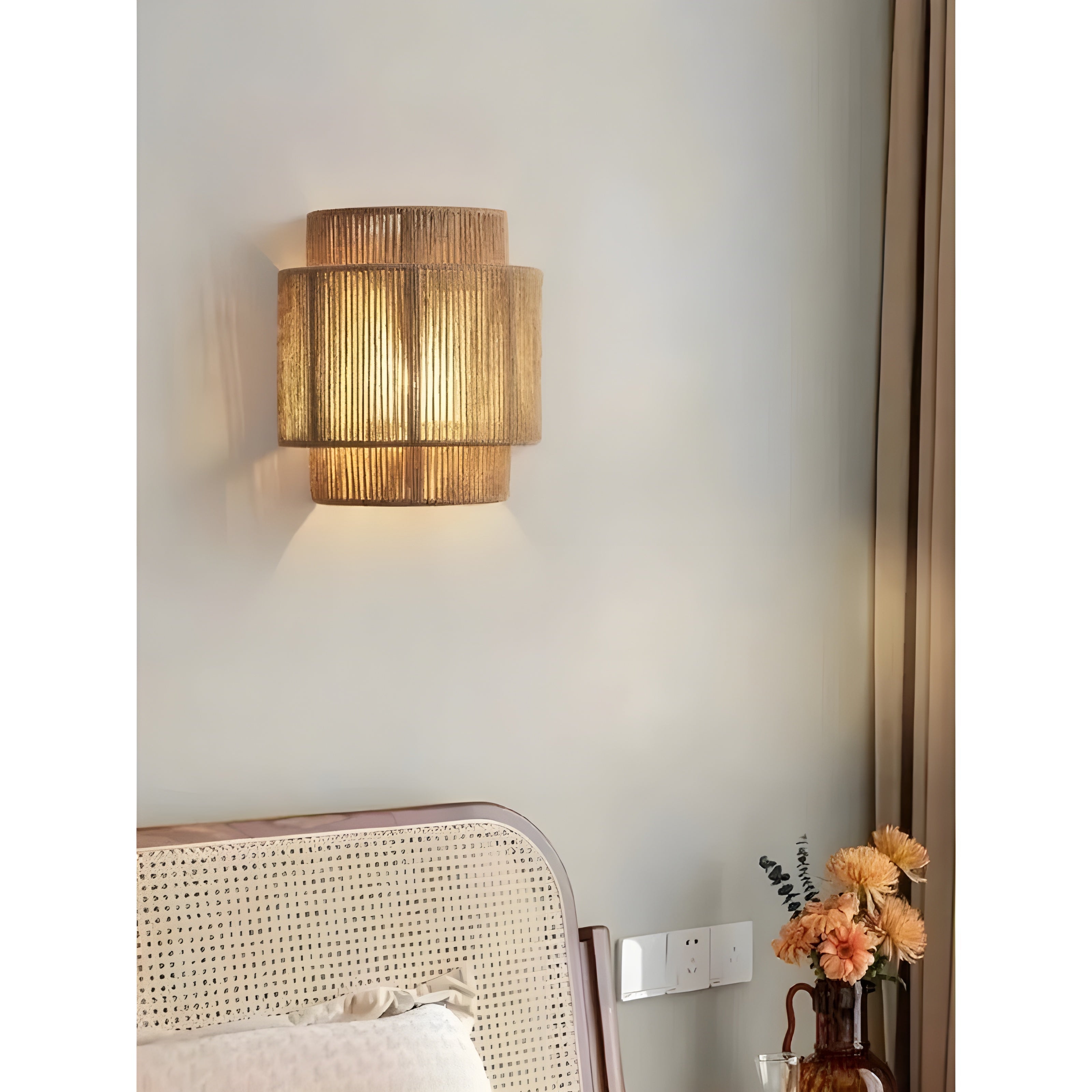 Rotan Lamp - LED Beige Rieten Rotan Wandlamp-Boetiek Moda