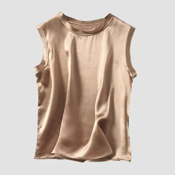 Satijnen Top - Dames Loose Fit Mouwloze Zijden Tank Top-Boetiek Moda