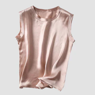 Satijnen Top - Dames Loose Fit Mouwloze Zijden Tank Top-Boetiek Moda