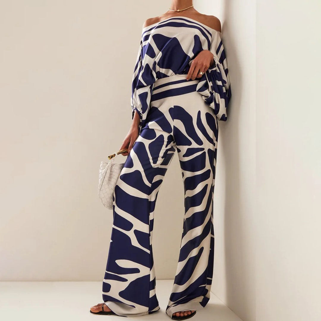 Satin Co-Ord - Damesblazer en wijde broek tweedelige set-Boetiek Moda