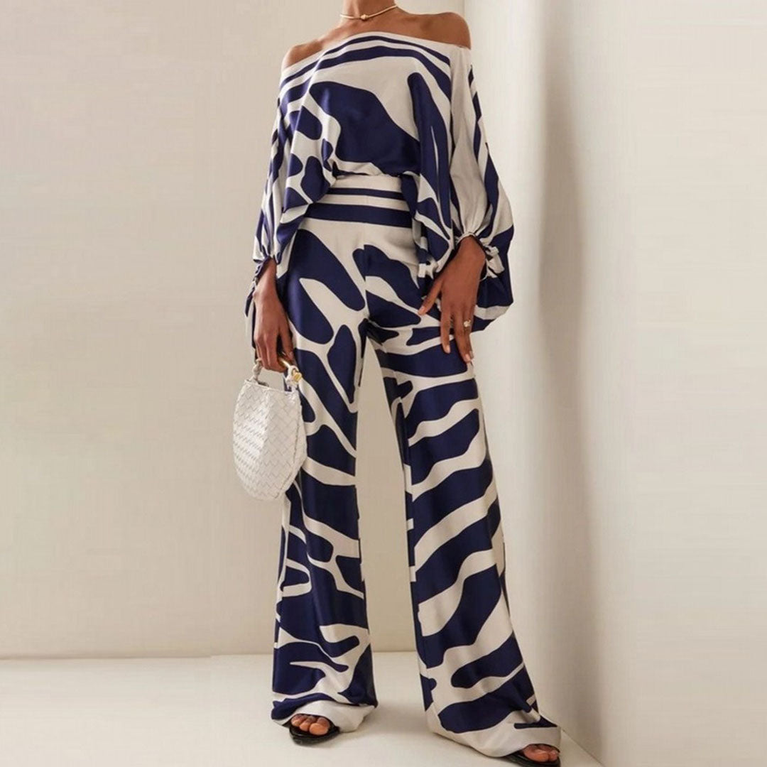 Satin Co-Ord - Damesblazer en wijde broek tweedelige set-Boetiek Moda