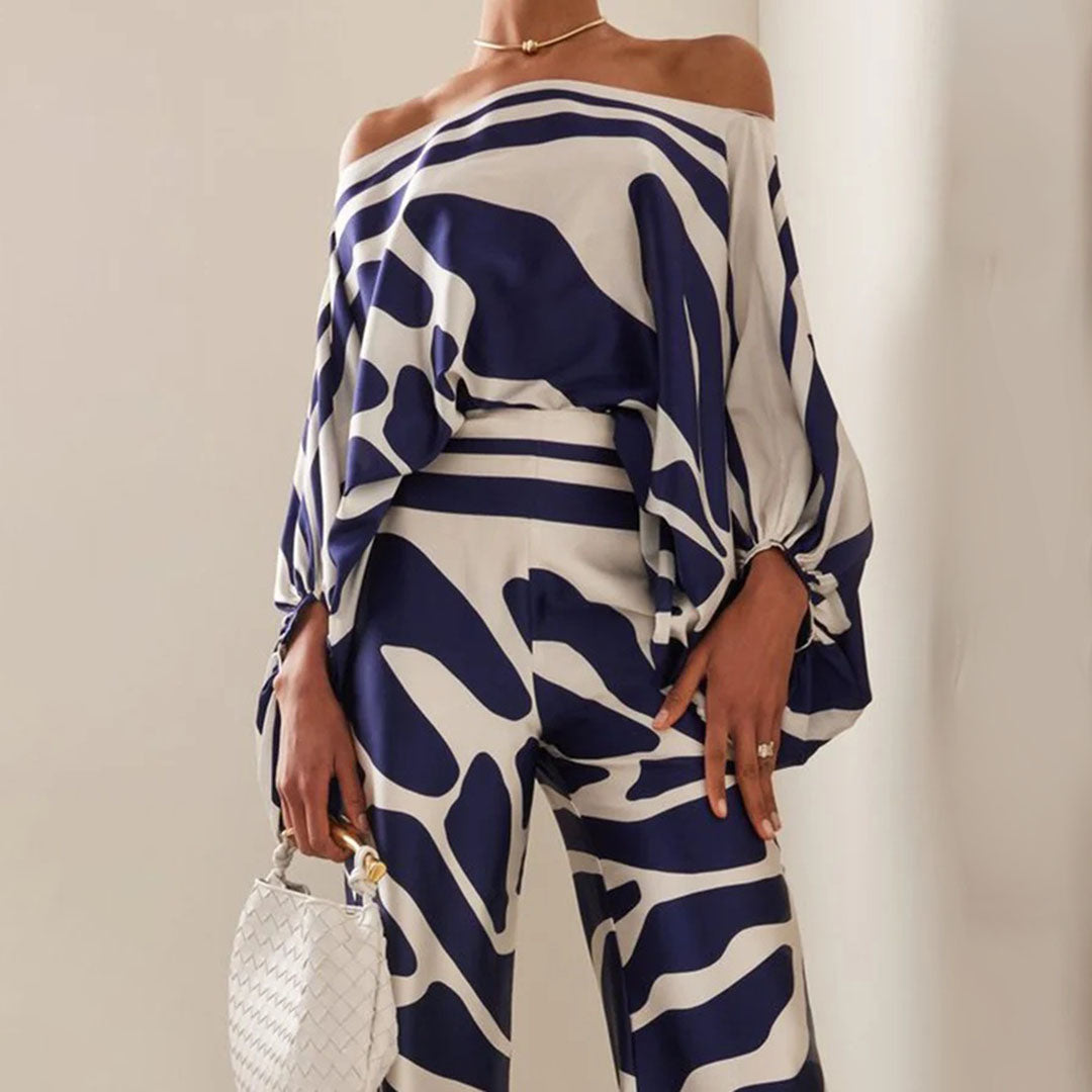 Satin Co-Ord - Damesblazer en wijde broek tweedelige set-Boetiek Moda
