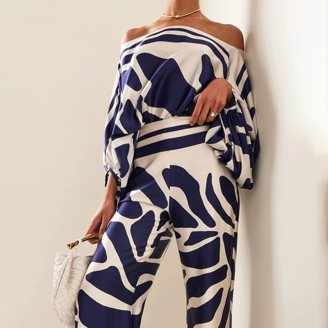 Satin Co-Ord - Damesblazer en wijde broek tweedelige set-Boetiek Moda