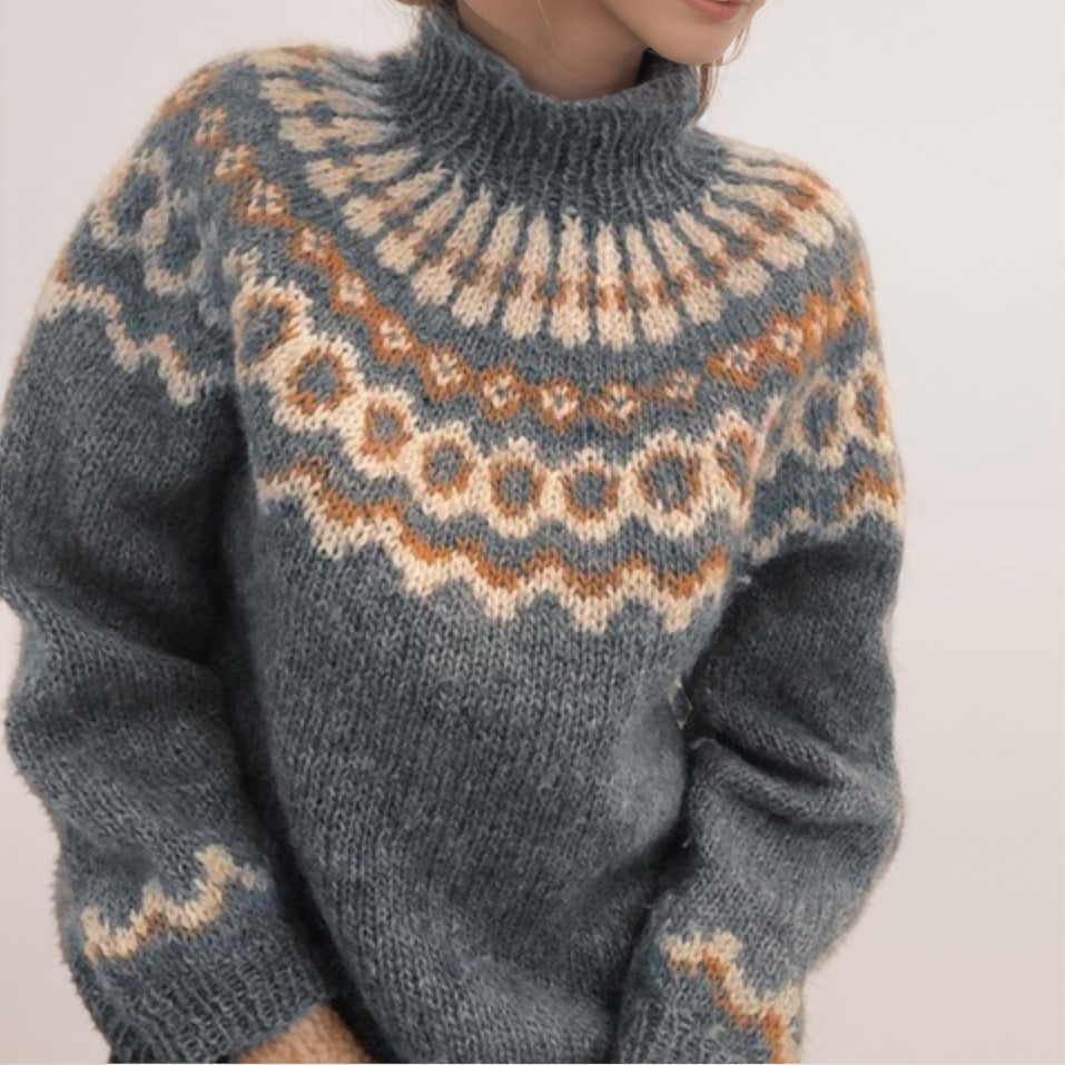 Scandinavische trui | Warm | Hoge Hals | Gebreide trui | Gebreide dameskleding-Boetiek Moda