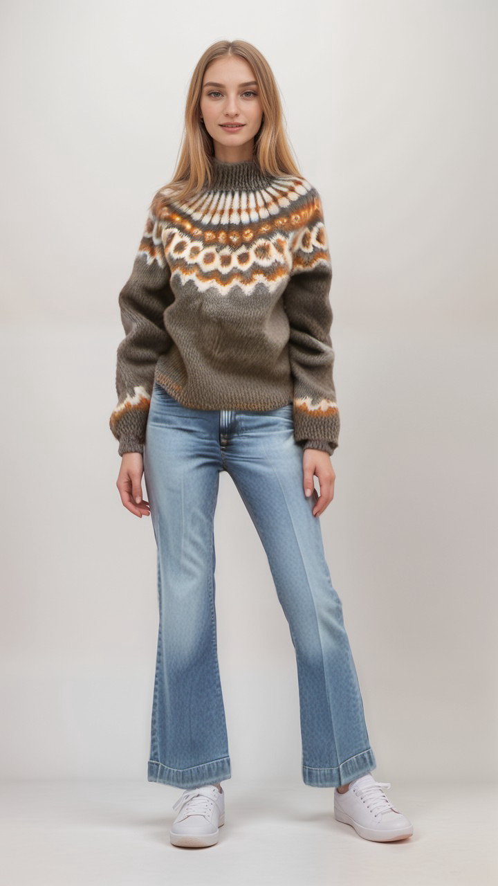 Scandinavische trui | Warm | Hoge Hals | Gebreide trui | Gebreide dameskleding-Boetiek Moda