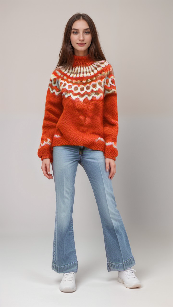 Scandinavische trui | Warm | Hoge Hals | Gebreide trui | Gebreide dameskleding-Boetiek Moda