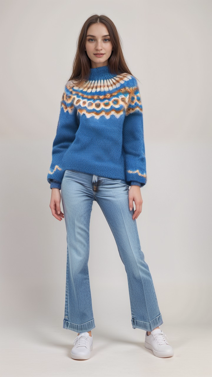 Scandinavische trui | Warm | Hoge Hals | Gebreide trui | Gebreide dameskleding-Boetiek Moda