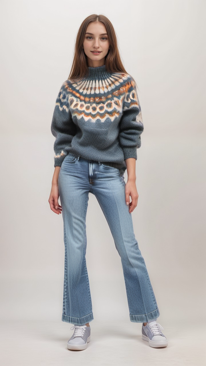 Scandinavische trui | Warm | Hoge Hals | Gebreide trui | Gebreide dameskleding-Boetiek Moda