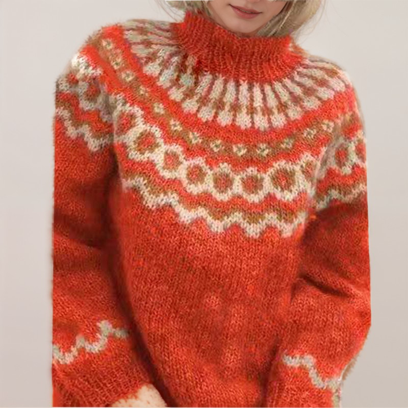 Scandinavische trui | Warm | Hoge Hals | Gebreide trui | Gebreide dameskleding-Boetiek Moda