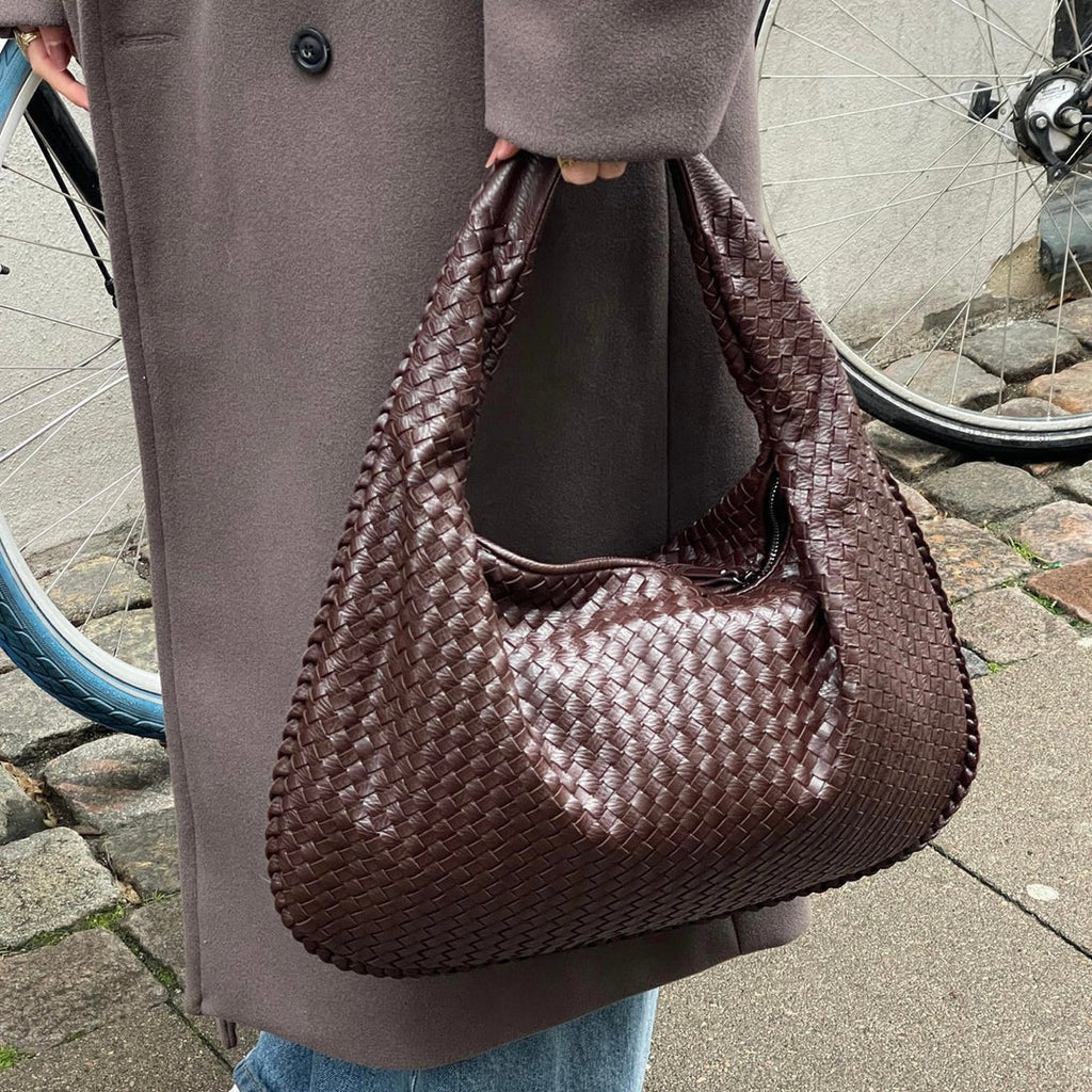 Schoudertas | Groot | Eén Riem | Geweven Tas | Kunstlederen Tassen-Boetiek Moda