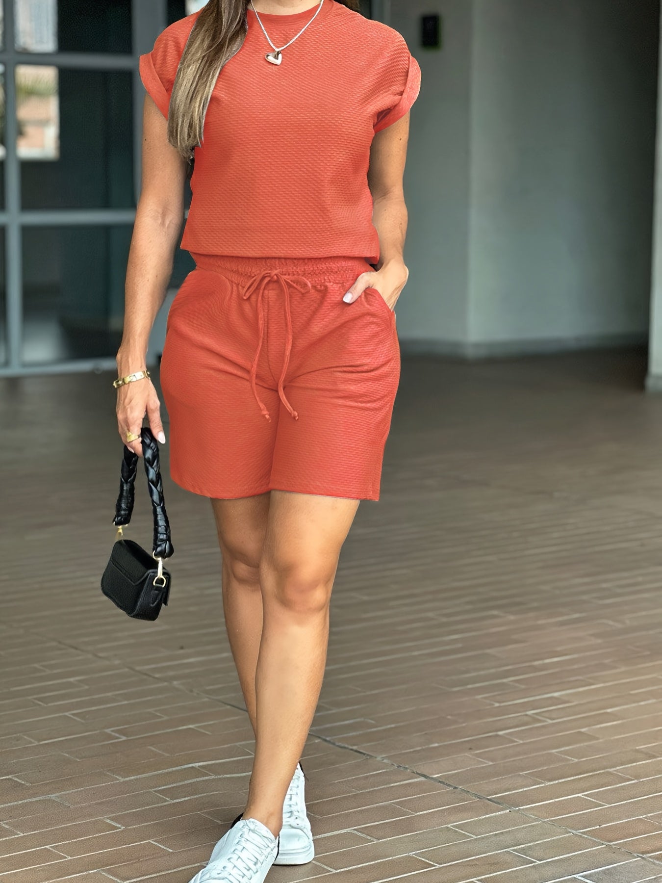 Set met korte broek en T-shirt | Casual | Coord | Tweedelige set | Zomerkleding voor dames-Boetiek Moda