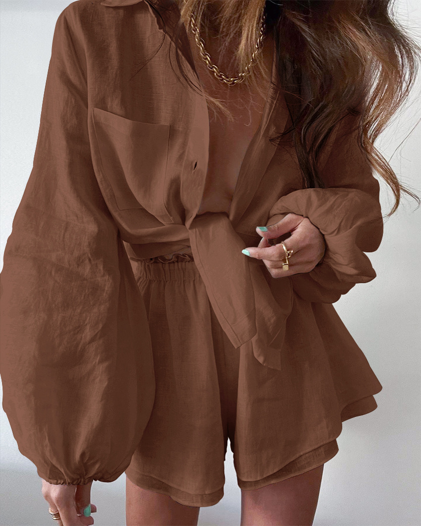 Shirt en korte broek set - Zomer - Knoopsluiting - Tweedelige set - Co-örd set voor dames-Boetiek Moda