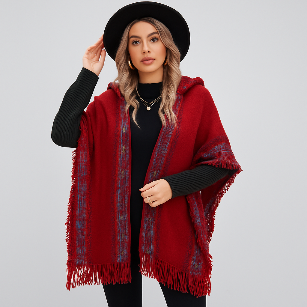 Sjaal met capuchon - Winter - Cape - Poncho - Damessjaal-Boetiek Moda