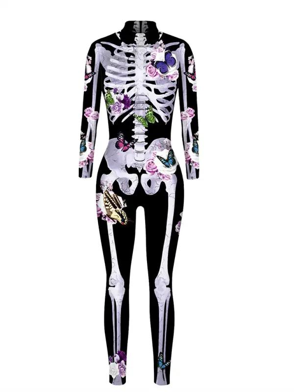 Skeletpak - Damesbloemen skelet Halloween-kostuum-Boetiek Moda