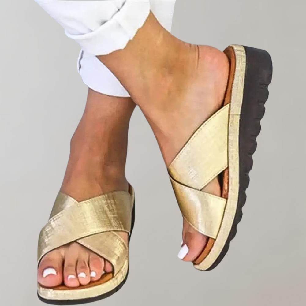 Slip-On Sandalen - Vrouwen Rubberen Zool Lage Sleehakken voor de Zomer-Boetiek Moda