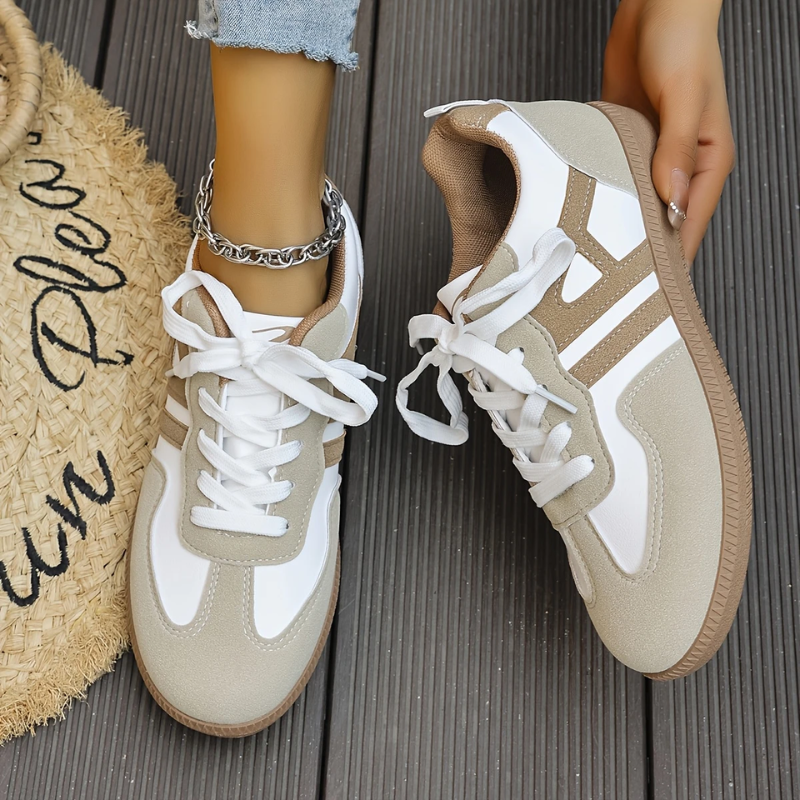 Sneakers | Beige | Veters | Casual sneakers | Damesschoenen-Boetiek Moda
