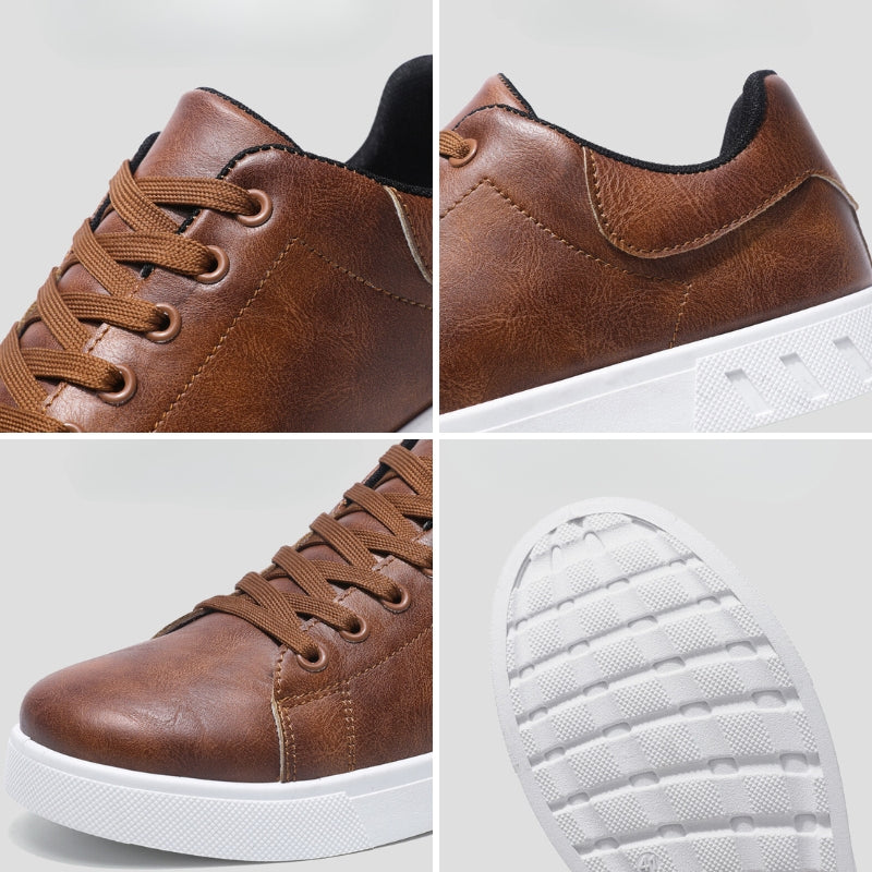 Sneakers met veters - Lage sneakers van imitatieleer voor heren-Boetiek Moda