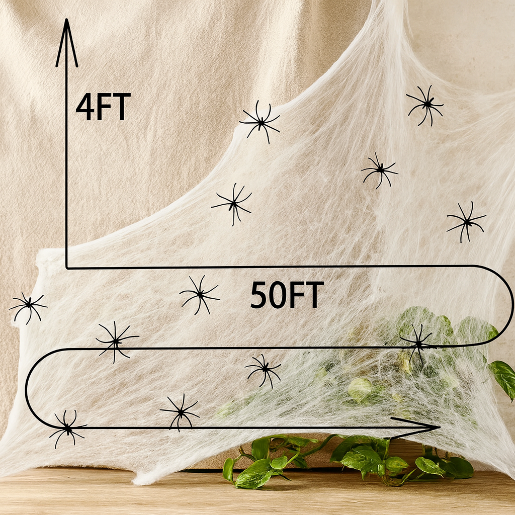Spinnenweb met spinnen - Wit - Nepspinnenweb - Halloween-spinnenweb - Halloween-decoratie-Boetiek Moda