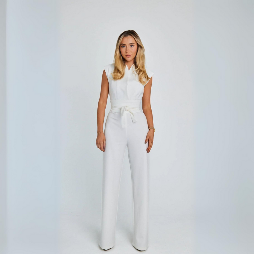 Springpak - Elegant - Ceintuur - Jumpsuit met wijde pijpen - Mouwloze jumpsuit voor dames-Boetiek Moda