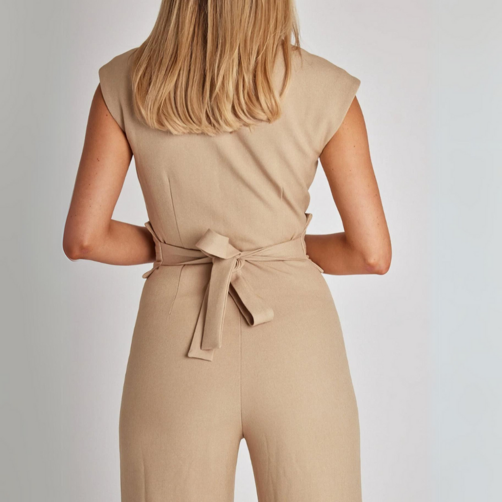 Springpak - Elegant - Ceintuur - Jumpsuit met wijde pijpen - Mouwloze jumpsuit voor dames-Boetiek Moda