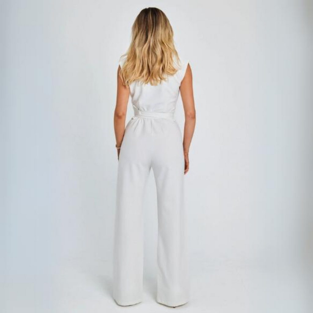 Springpak - Elegant - Ceintuur - Jumpsuit met wijde pijpen - Mouwloze jumpsuit voor dames-Boetiek Moda