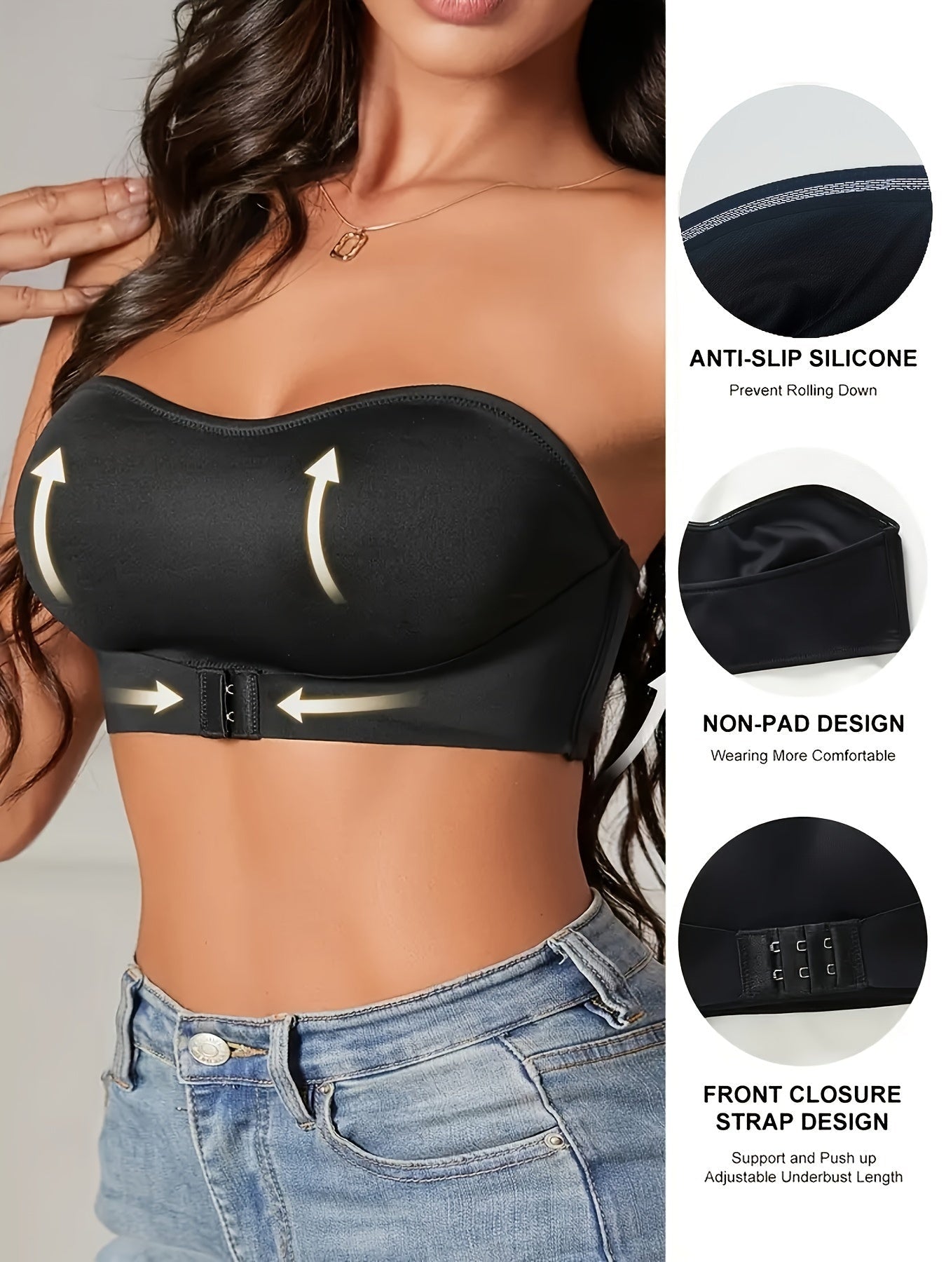 Strapless Beha | Niet Gevuld | Frontsluiting | Bandeau Beha | Frontsluiting Beha-Boetiek Moda