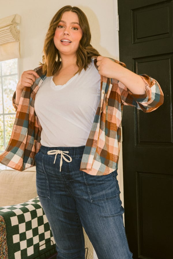 Stretchjeans - Damesbroek met elastische tailleband en trekkoord-Boetiek Moda