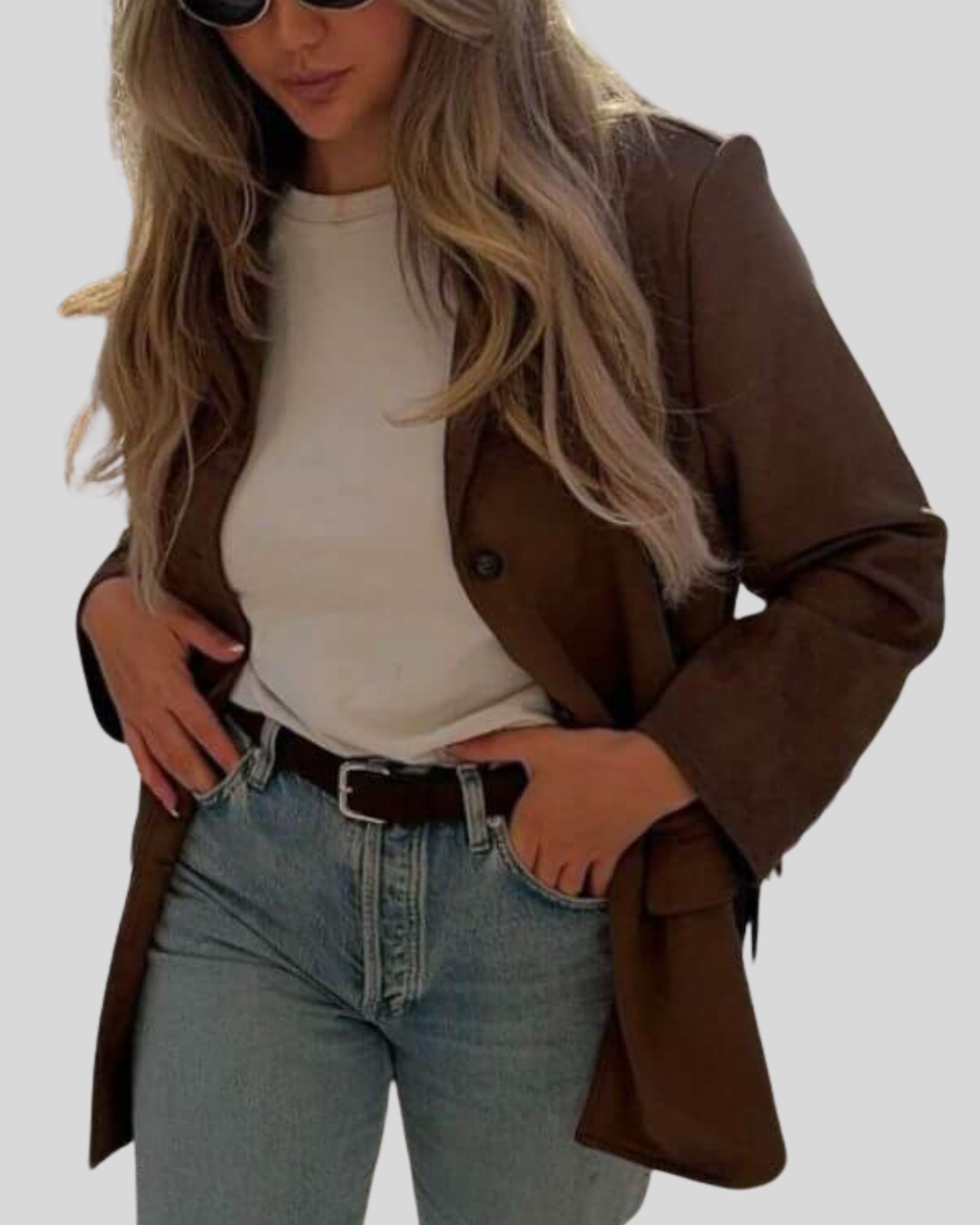 Suède Jas | Bruin | Vintage | Grote Blazer | Damesjas-Boetiek Moda