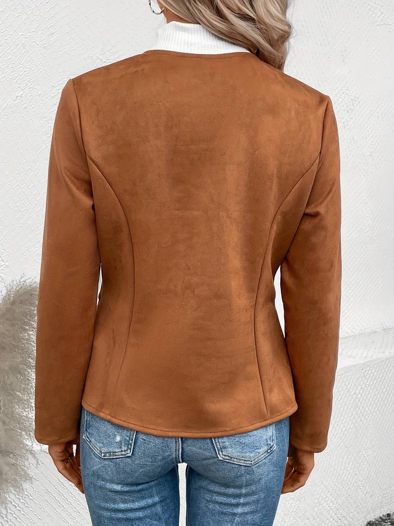 Suède Jas - Ritssluiting - Ronde Hals - Zomerjas - Damesjas-Boetiek Moda