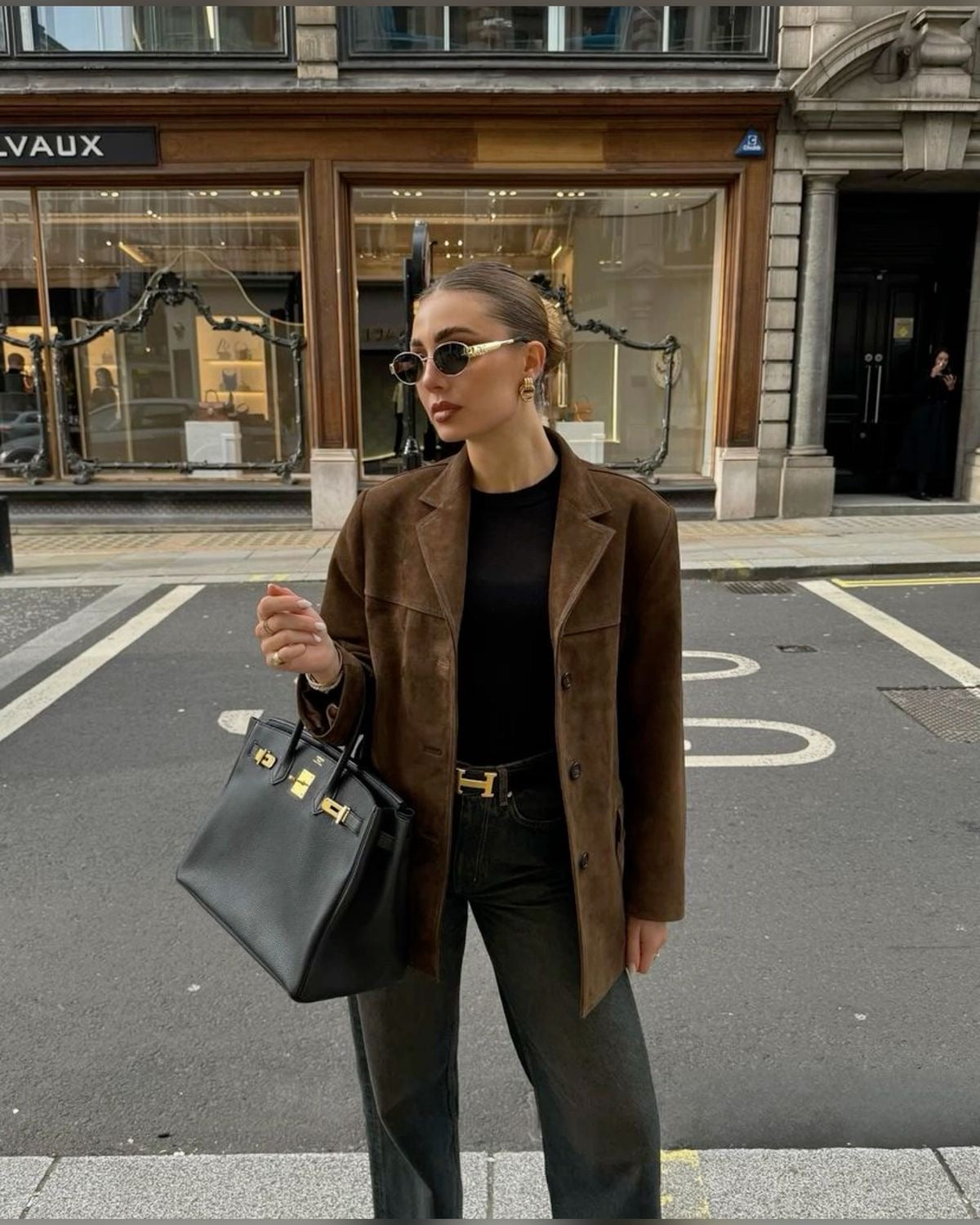 Suède Jas - Vintage - Bruin - Oversized Jas - Damesjas-Boetiek Moda