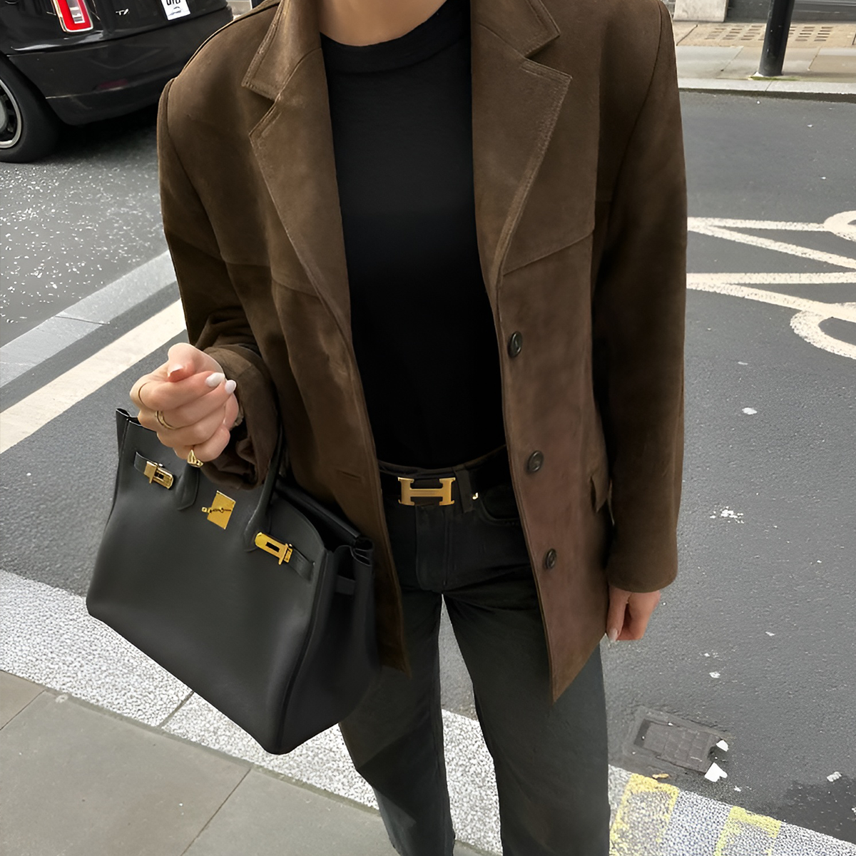 Suède Jas - Vintage - Oversized - Blazerjas - Damesjassen-Boetiek Moda