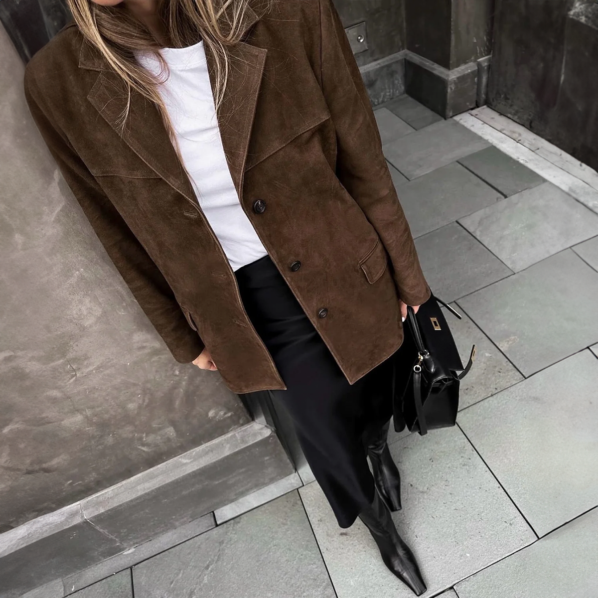 Suède Jas - Vintage - Oversized - Blazerjas - Damesjassen-Boetiek Moda