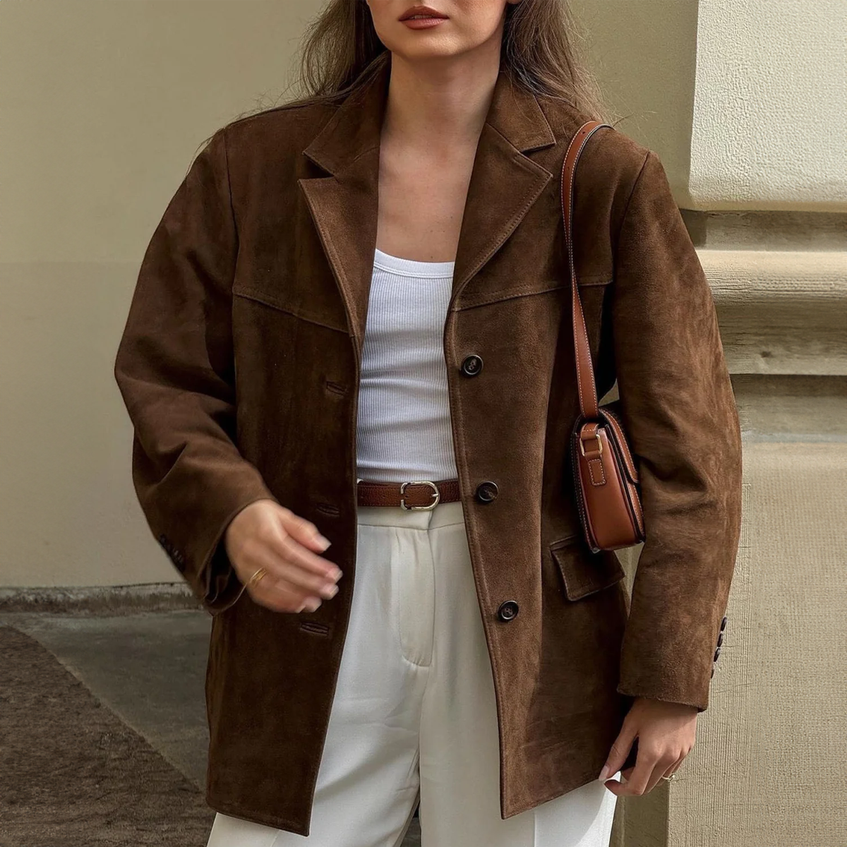 Suède Jas - Vintage - Oversized - Blazerjas - Damesjassen-Boetiek Moda