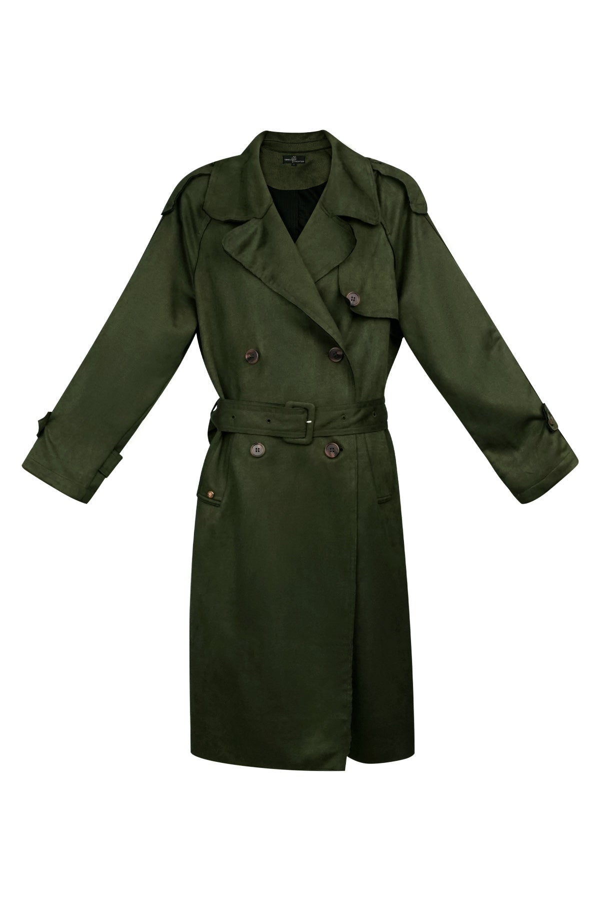 Suède Trenchcoat | Halflang | Herfst | Trenchcoat met dubbele knoopsluiting | Trenchcoat voor dames-Boetiek Moda