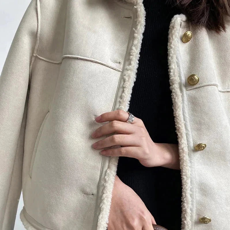Suedette Jas - Fleece gevoerd - Faux Suede - Jas met Sherpa - Winterjas voor dames-Boetiek Moda